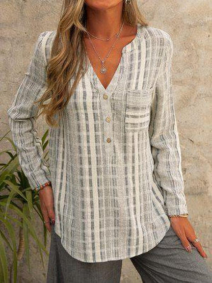 Plaid Relaxed Fit Button Front Top